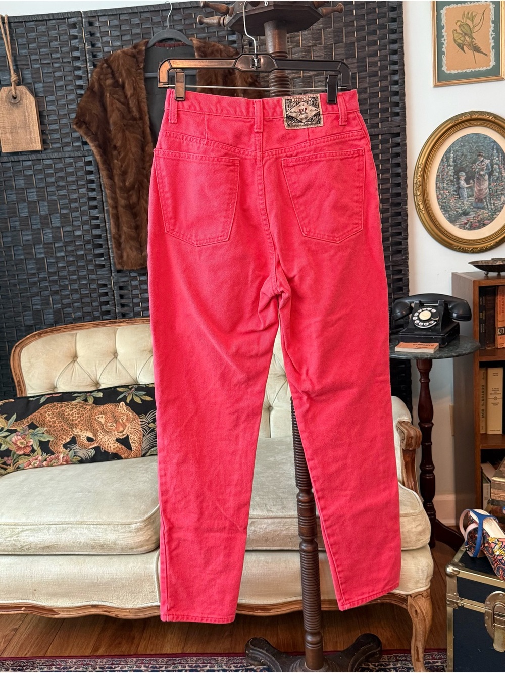 🩷 Vintage Express Pink Mom Jeans USA Made High Rise Tapered Leg Sz Medium - Picture 3 of 13